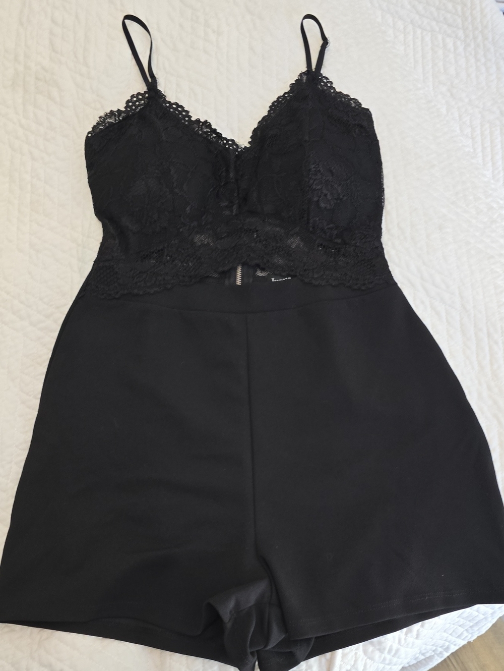 Justify Black Lace Top Romper